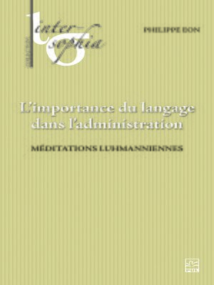 cover image of L'importance du langage dans l'administration. Méditations luhmanniennes